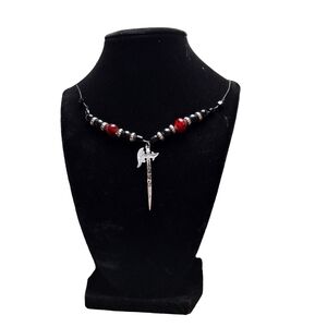 Homemade Necklace One Size Black Red Axe Pendant Nordic